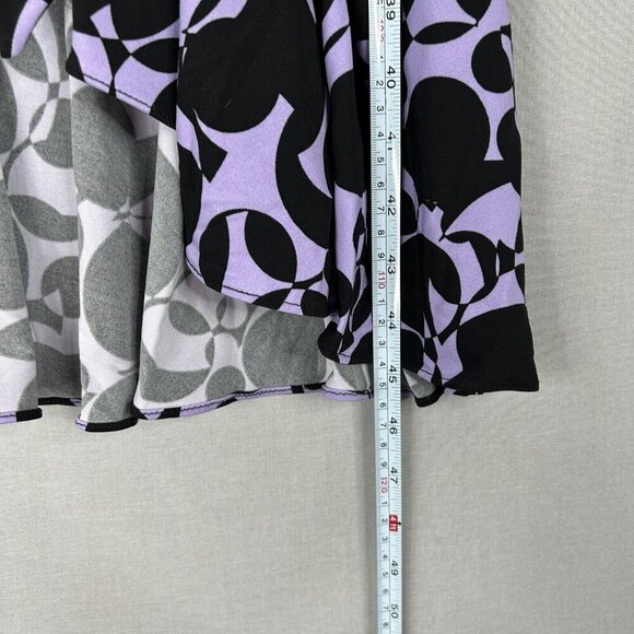 Rachel Parcell Womens Dress 8 Black Lavender Retro Jersey Wrap Abstract Work - Picture 5 of 12